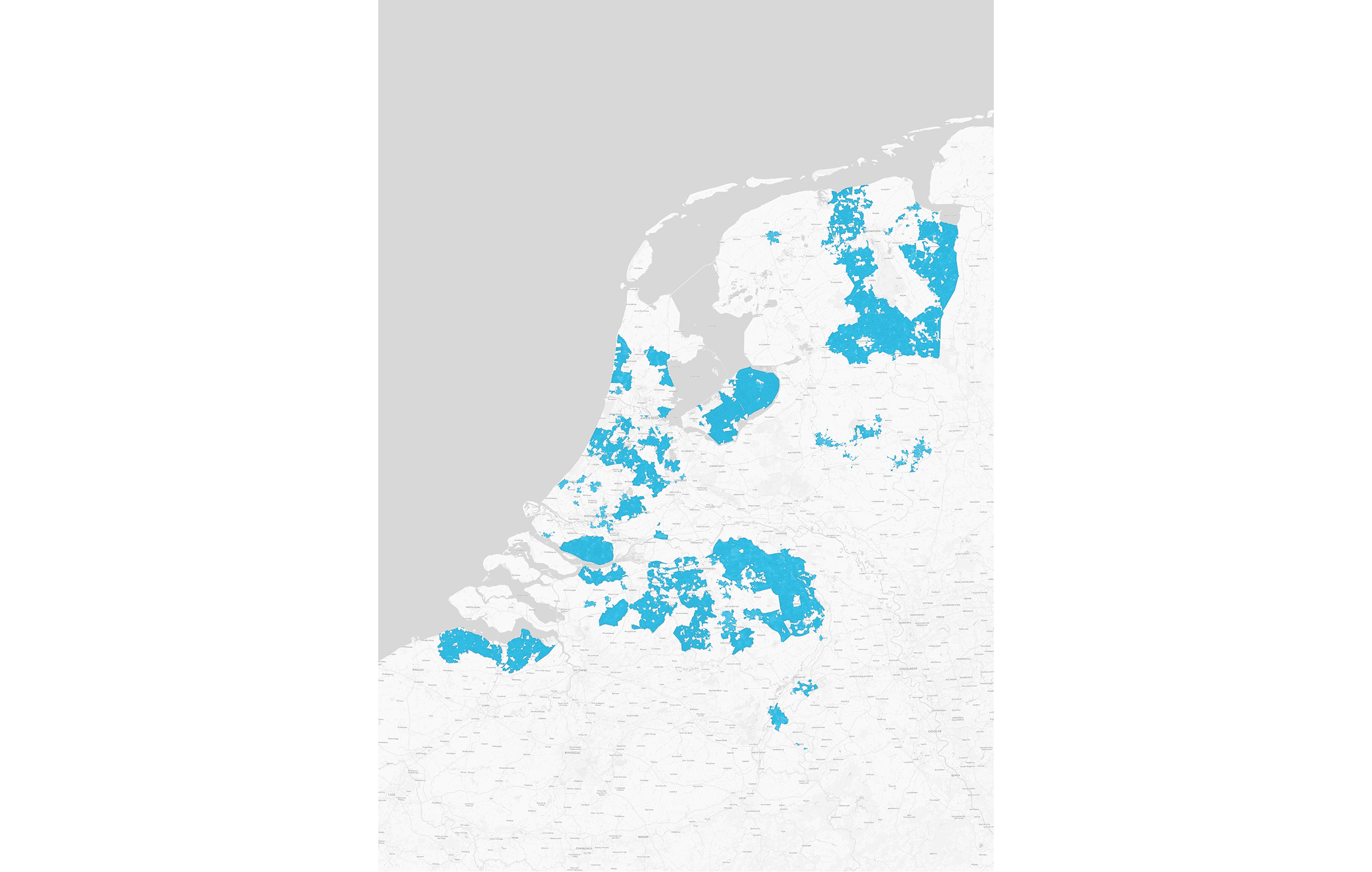 Kaart Nederland waar SNLLR internet kan leveren.